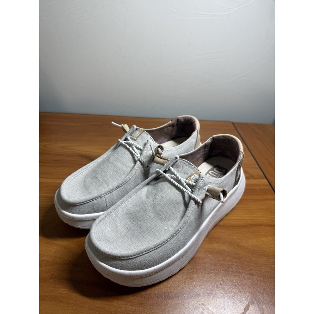 NWOT Hey Dude Wendy Peak Woven Natural Platform Loafer Comfort Shoe W9
